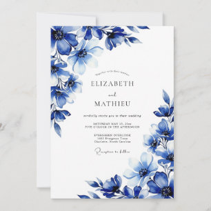 Königsblaue malerische Hochzeit Einladung