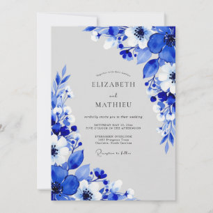 Königsblaue malerische Wiesenhochzeit Einladung