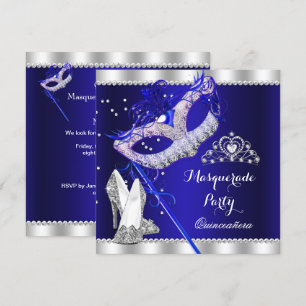 Königsblaue Maskerade Quinceanera-Party Maske Schu Einladung
