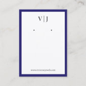Königsblaue Monogramm-Schmuck-Ohrhänger-Displaykar Visitenkarte (Vorderseite)