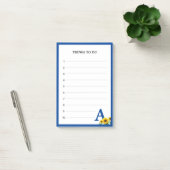Königsblaue Monogramm- & Sonnenblumen-To-Do-Liste Post-it Klebezettel (Büro)
