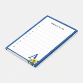 Königsblaue Monogramm- & Sonnenblumen-To-Do-Liste Post-it Klebezettel (angewinkelt)