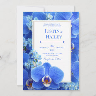 Königsblaue Orchidee Moderne Tropische Hochzeit Einladung