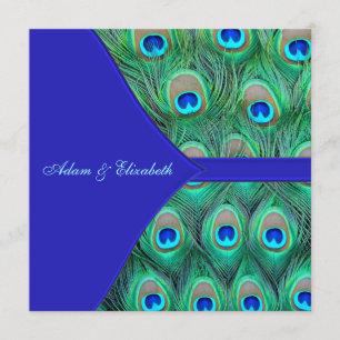 Königsblaue Pfauenhochzeit Einladung