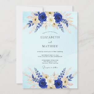 Königsblaue prächtige Winterhochzeit Einladung