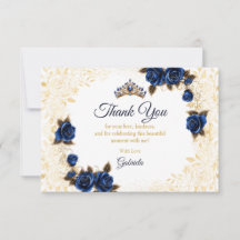 Königsblaue Quinceañera Goldene Tiara Rosen Floral