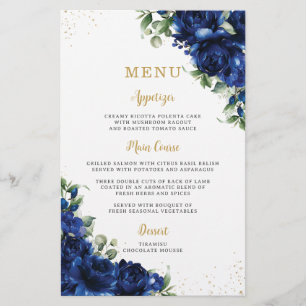 Königsblaue Rosen Blumen Menu Blatt