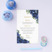 Königsblaue Rosen Blumen Menu Blatt  (Einzeln)