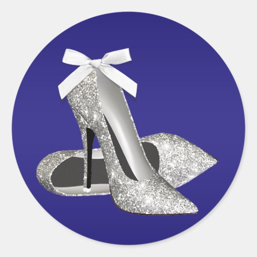 Königsblaue silberne High Heel Schuh Aufkleber (Vorderseite)