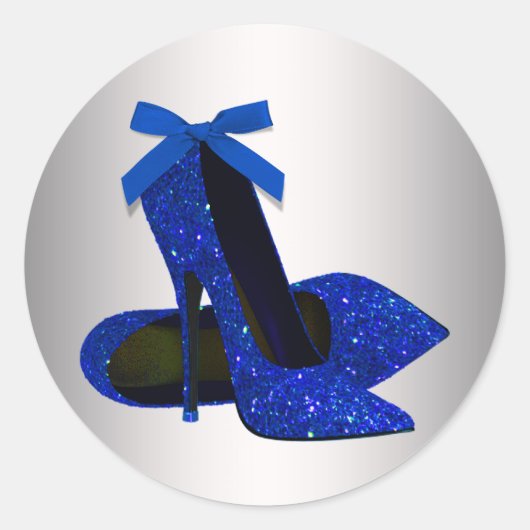 Königsblaue silberne High Heel Schuh Aufkleber (Vorderseite)