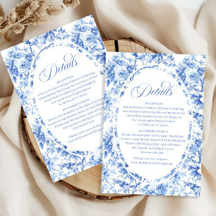 Königsblaue Toile-Floral-Hochzeitsunterkunft Begleitkarte