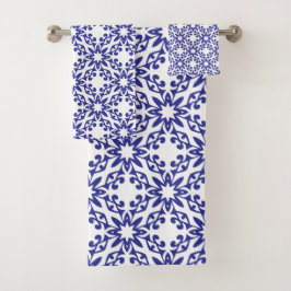 Königsblaue Trellis Badhandtuch Set