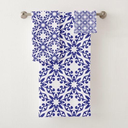 Königsblaue Trellis Badhandtuch Set (Insitu)
