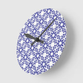 Königsblaue Trellis Runde Wanduhr (Winkel)