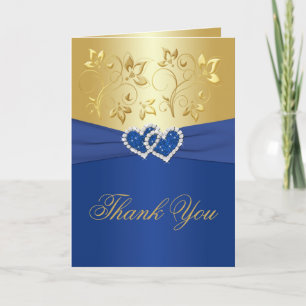Königsblaue und goldene Blumen-Dankeskarte Dankeskarte