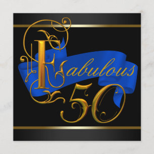 Königsblaue und goldene fantastische 50. Geburtsta Einladung