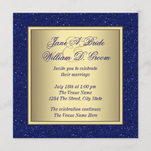 Königsblaue und goldene Hochzeit Einladung