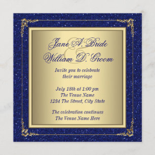 Königsblaue und goldene Hochzeit Einladung
