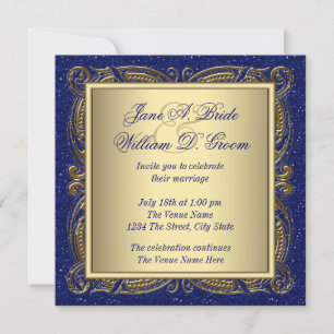 Königsblaue und goldene Hochzeit Einladung