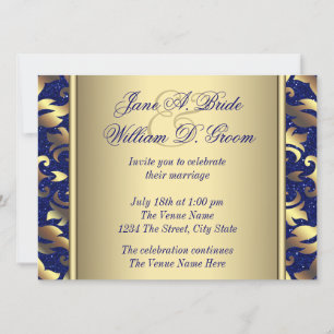 Königsblaue und goldene Hochzeit Einladung