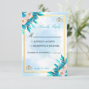 Königsblaue und goldene Hochzeits-RSVP-Karte RSVP Karte