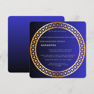 Königsblaue und goldene Hochzeitseinladung – Elega Einladung