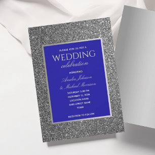 Königsblaue und silberne Hochzeit Einladung