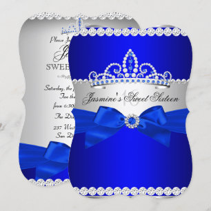 Königsblaue und silberne Sweet 16 Geburtstagsfeier Einladung