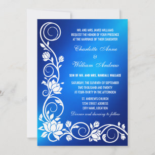 Königsblaue und weiße Wirbel-Hochzeitseinladung Einladung