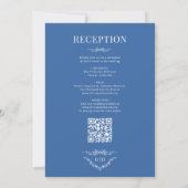 Königsblaue viktorianische Hochzeit mit QR-Code in Einladung (Rückseite)