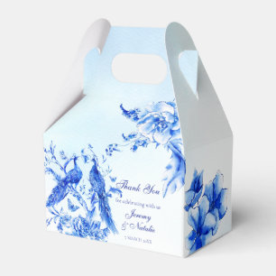 Königsblaue viktorianische Pfauen-Aquarell-Hochzei Geschenkschachtel