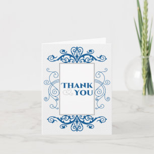 Königsblaue Vintage-Wirbel Hochzeit Danke