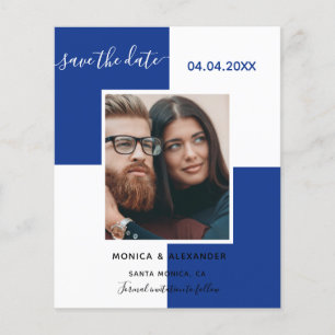 Königsblaue weiße Foto-Hochzeit Save the Date