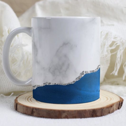 Königsblauer Achat Silber Glitter Weiße Marmor  Kaffeetasse