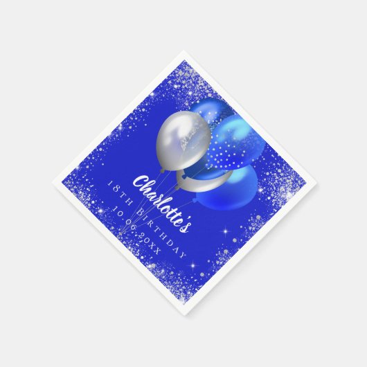 Königsblauer Glitzer Serviette (Ecke)