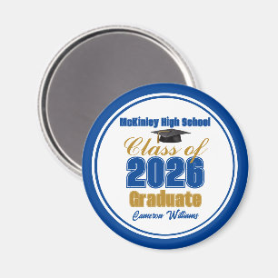 Königsblauer Gold-Abschlussjahrgang 2026 Magnet