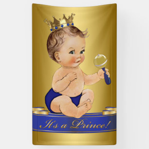 Königsblauer Gold Prinz Jungen Baby Shower Banner