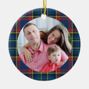 Königsblauer schottischer Tartan, rote und andere Keramik Ornament