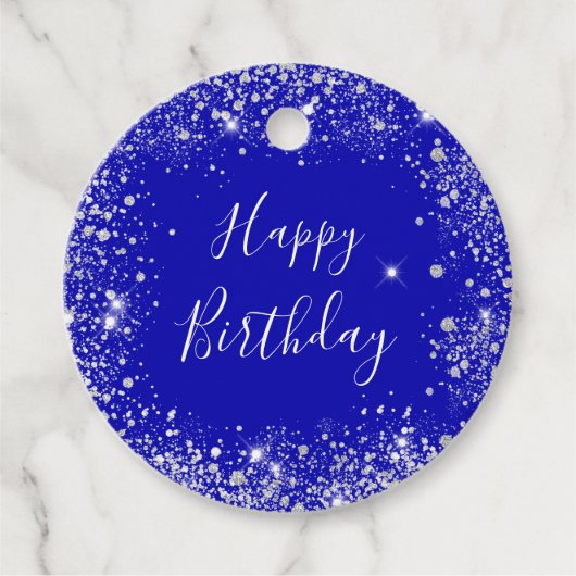 Königsblauer Silberblauer Glitzer Geschenkanhänger (Vorderseite)