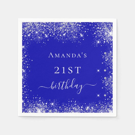 Königsblauer Silberblauer Glitzer Serviette (Vorderseite)