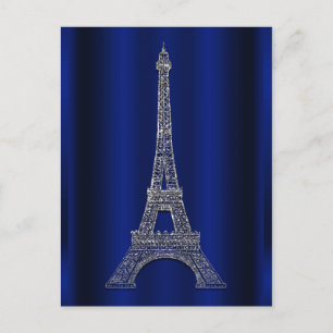 Königsblauer silberner Eiffelturm Paris Save-the-D Ankündigungspostkarte