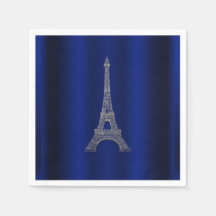 Königsblauer silberner Eiffelturm Paris Schick Hoc Serviette