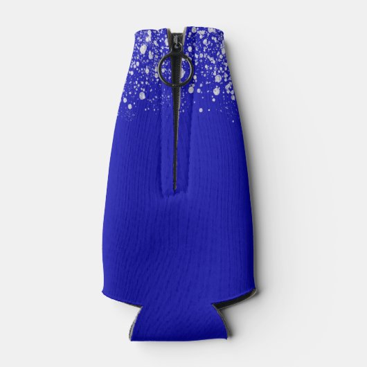 Königsblauer silberner Glitzer Flaschenkühler (Rückseite)