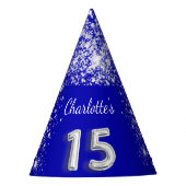 Königsblauer silberner Glitzer Partyhütchen (Vorderseite)