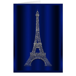 Königsblauer und silberner Eiffelturm Paris Danke