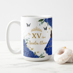 Königsblaues Blumenkleid Quinceañera Vintage Gold Kaffeetasse