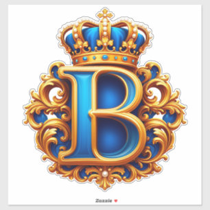 Königsblaues Buchstaben-B-Monogramm Aufkleber