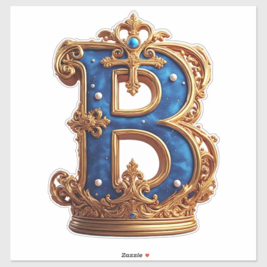 Königsblaues Buchstaben-B-Monogramm Aufkleber (Blatt)