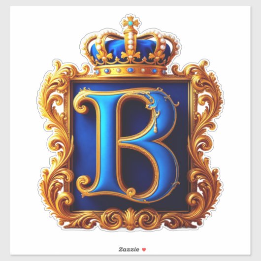 Königsblaues Buchstaben-B-Monogramm Aufkleber (Blatt)