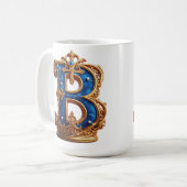Königsblaues Buchstaben-B-Monogramm Kaffeetasse (Vorderseite Links)